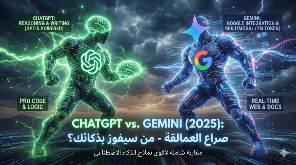 عمالقة الذكاء الاصطناعي مقارنة ChatGPT و Gemini لعام 2025