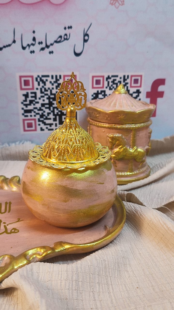 طقم ديكور بخور كونكريت بتصميم عتيق يدوي